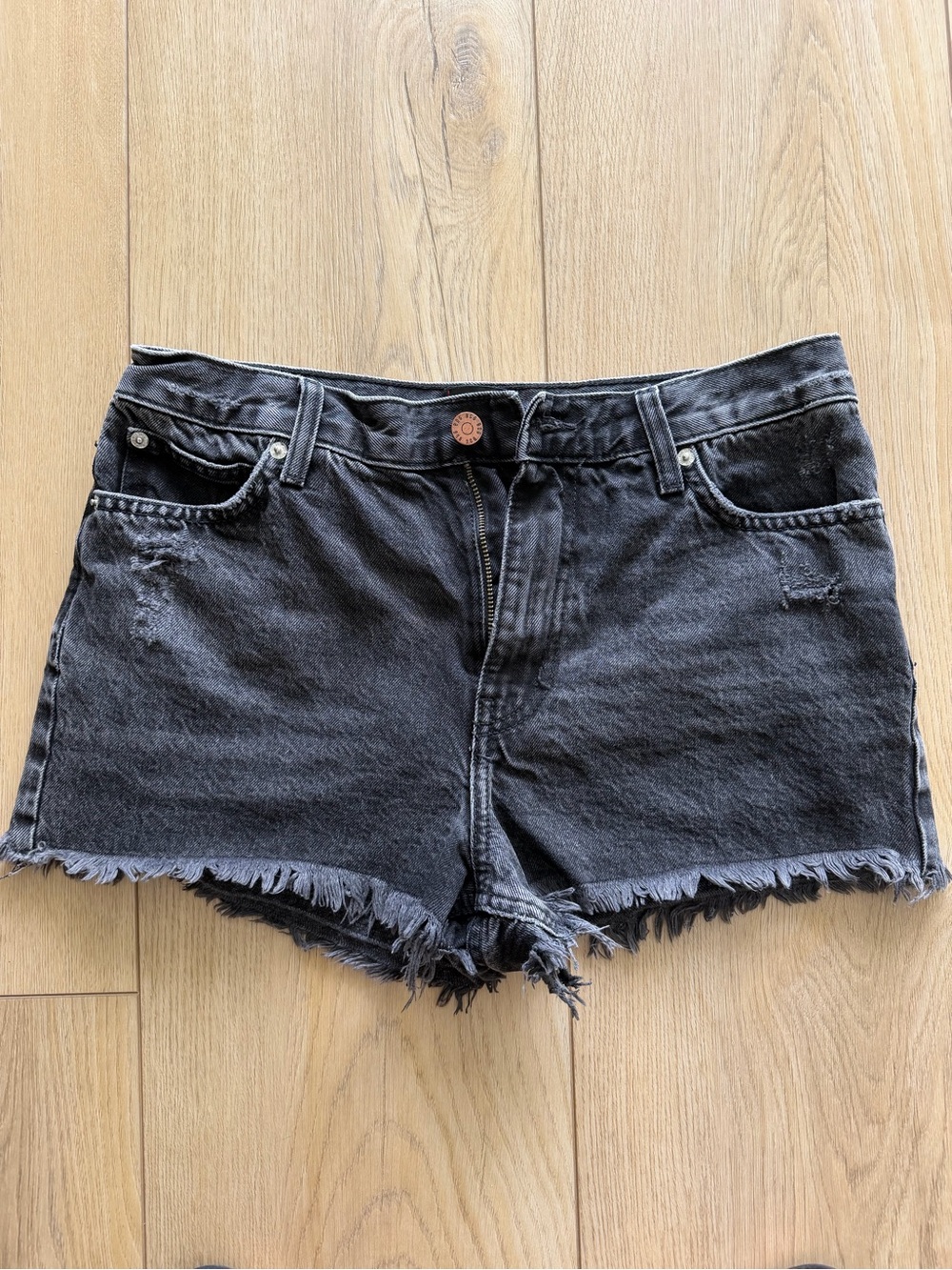 BDG Black Girlfriend High-Waist Frayed Denim Shorts